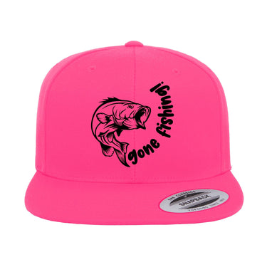 Gone Fishing Embroidered Flat Bill Cap